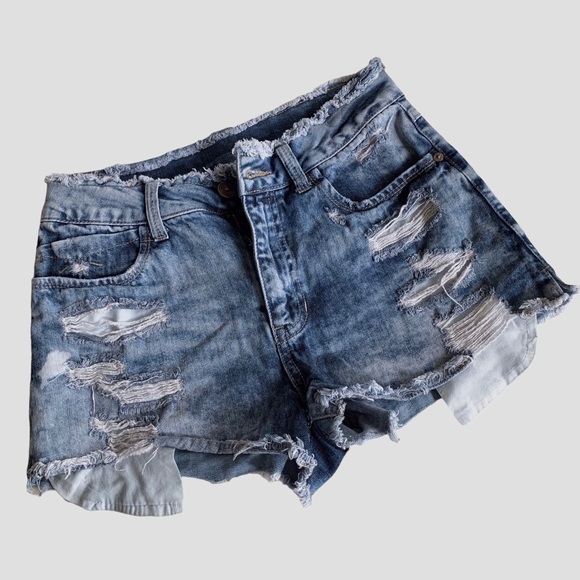 REWASH DISTRESSED JEAN SHORTS - Picture 7 of 9